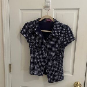Edikted Navy Polka Dot Blouse